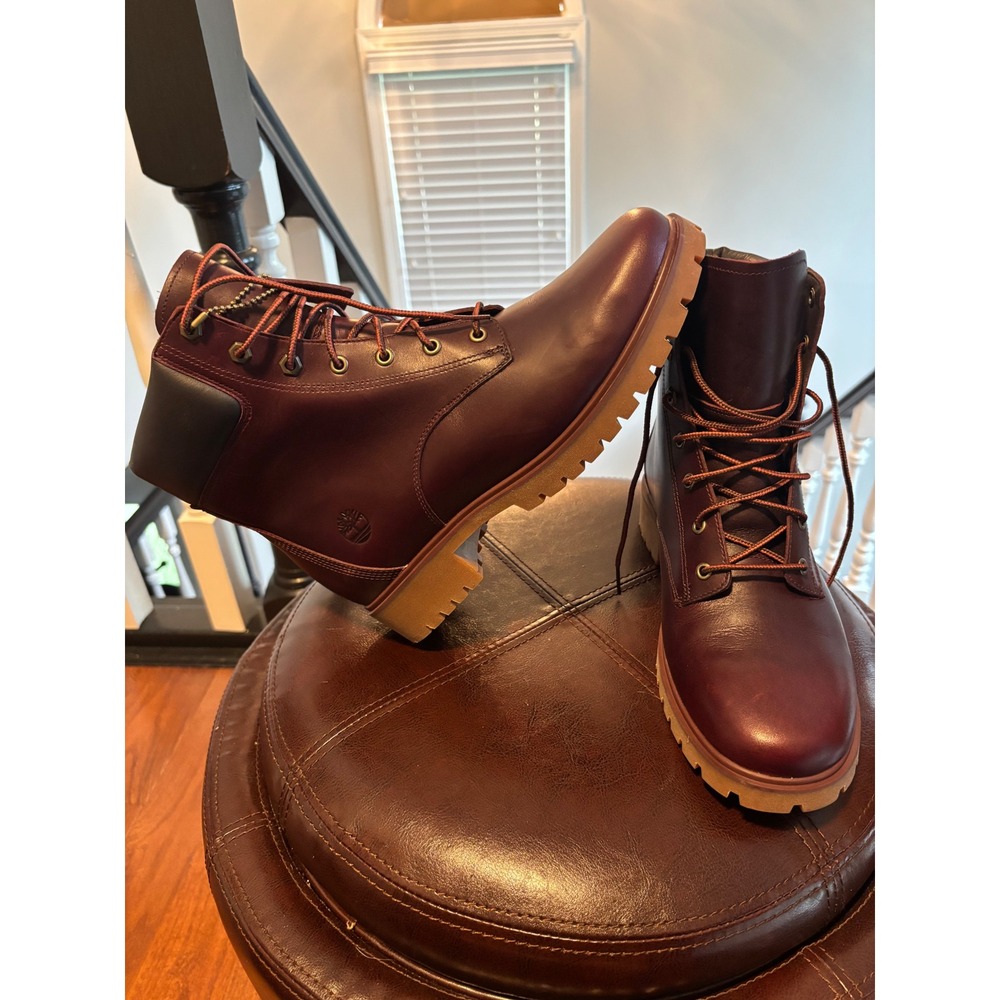 Timberland 6 Inch Premium Waterproof Boots Burgundy Leather Womens 9.5